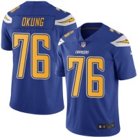 Nike Los Angeles Chargers #76 Russell Okung Electric Blue Youth Stitched NFL Limited Rush Jersey