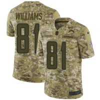 Nike Los Angeles Chargers #81 Mike Williams Camo Youth Stitched NFL Limited 2018 Salute to Service Jersey