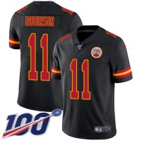 Nike Kansas City Chiefs #11 Demarcus Robinson Black Youth Stitched NFL Limited Rush 100th Season Jersey