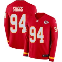 Nike Kansas City Chiefs #94 Terrell Suggs Red Team Color Youth Stitched NFL Limited Therma Long Sleeve Jersey