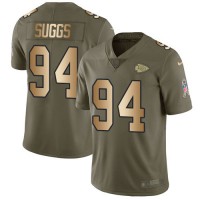 Nike Kansas City Chiefs #94 Terrell Suggs Olive/Gold Youth Stitched NFL Limited 2017 Salute To Service Jersey
