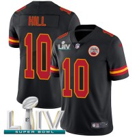 Nike Kansas City Chiefs #10 Tyreek Hill Black Super Bowl LIV 2020 Youth Stitched NFL Limited Rush Jersey
