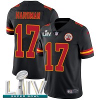 Nike Kansas City Chiefs #17 Mecole Hardman Black Super Bowl LIV 2020 Youth Stitched NFL Limited Rush Jersey