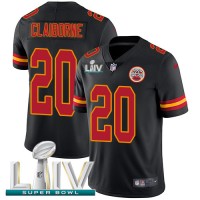 Nike Kansas City Chiefs #20 Morris Claiborne Black Super Bowl LIV 2020 Youth Stitched NFL Limited Rush Jersey