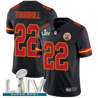 Nike Kansas City Chiefs #22 Juan Thornhill Black Super Bowl LIV 2020 Youth Stitched NFL Limited Rush Jersey