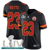 Nike Kansas City Chiefs #23 Armani Watts Black Super Bowl LIV 2020 Youth Stitched NFL Limited Rush Jersey