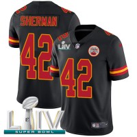 Nike Kansas City Chiefs #42 Anthony Sherman Black Super Bowl LIV 2020 Youth Stitched NFL Limited Rush Jersey