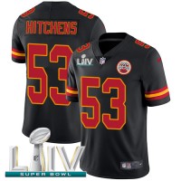 Nike Kansas City Chiefs #53 Anthony Hitchens Black Super Bowl LIV 2020 Youth Stitched NFL Limited Rush Jersey