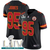 Nike Kansas City Chiefs #95 Chris Jones Black Super Bowl LIV 2020 Youth Stitched NFL Limited Rush Jersey