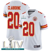 Nike Kansas City Chiefs #20 Morris Claiborne White Super Bowl LIV 2020 Youth Stitched NFL Vapor Untouchable Limited Jersey