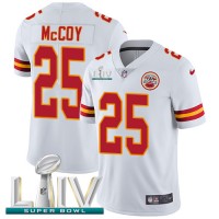 Nike Kansas City Chiefs #25 LeSean McCoy White Super Bowl LIV 2020 Youth Stitched NFL Vapor Untouchable Limited Jersey