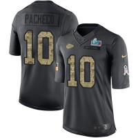 Nike Kansas City Chiefs #10 Isiah Pacheco Black Super Bowl LVII Patch Youth Stitched NFL Limited 2016 Salute to Service Jersey