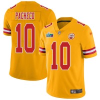 Nike Kansas City Chiefs #10 Isiah Pacheco Gold Super Bowl LVII Patch Youth Stitched NFL Limited Inverted Legend Jersey