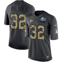 Nike Kansas City Chiefs #32 Nick Bolton Black Super Bowl LVII Patch Youth Stitched NFL Limited 2016 Salute to Service Jersey