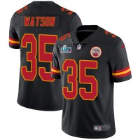 Nike Kansas City Chiefs #35 Jaylen Watson Black Super Bowl LVII Patch Youth Stitched NFL Limited Rush Jersey