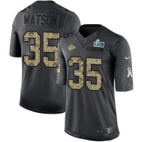 Nike Kansas City Chiefs #35 Jaylen Watson Black Super Bowl LVII Patch Youth Stitched NFL Limited 2016 Salute to Service Jersey