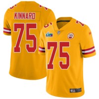 Nike Kansas City Chiefs #75 Darian Kinnard Gold Super Bowl LVII Patch Youth Stitched NFL Limited Inverted Legend Jersey