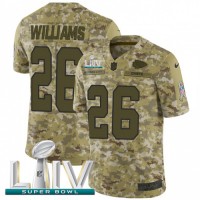 Nike Kansas City Chiefs #26 Damien Williams Camo Super Bowl LIV 2020 Youth Stitched NFL Limited 2018 Salute To Service Jersey