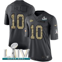 Nike Kansas City Chiefs #10 Tyreek Hill Black Super Bowl LIV 2020 Youth Stitched NFL Limited 2016 Salute to Service Jersey