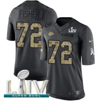 Nike Kansas City Chiefs #72 Eric Fisher Black Super Bowl LIV 2020 Youth Stitched NFL Limited 2016 Salute to Service Jersey