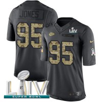 Nike Kansas City Chiefs #95 Chris Jones Black Super Bowl LIV 2020 Youth Stitched NFL Limited 2016 Salute to Service Jersey