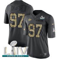 Nike Kansas City Chiefs #97 Alex Okafor Black Super Bowl LIV 2020 Youth Stitched NFL Limited 2016 Salute to Service Jersey