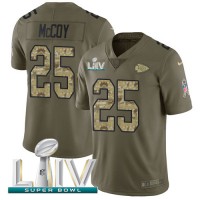 Nike Kansas City Chiefs #25 LeSean McCoy Olive/Camo Super Bowl LIV 2020 Youth Stitched NFL Limited 2017 Salute To Service Jersey