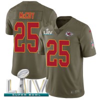 Nike Kansas City Chiefs #25 LeSean McCoy Olive Super Bowl LIV 2020 Youth Stitched NFL Limited 2017 Salute To Service Jersey