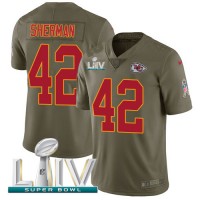 Nike Kansas City Chiefs #42 Anthony Sherman Olive Super Bowl LIV 2020 Youth Stitched NFL Limited 2017 Salute To Service Jersey