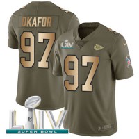 Nike Kansas City Chiefs #97 Alex Okafor Olive/Gold Super Bowl LIV 2020 Youth Stitched NFL Limited 2017 Salute To Service Jersey