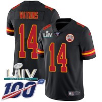 Nike Kansas City Chiefs #14 Sammy Watkins Black Super Bowl LIV 2020 Youth Stitched NFL Limited Rush 100th Season Jersey