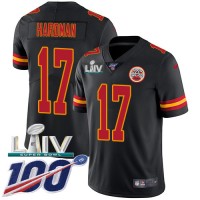Nike Kansas City Chiefs #17 Mecole Hardman Black Super Bowl LIV 2020 Youth Stitched NFL Limited Rush 100th Season Jersey