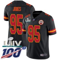 Nike Kansas City Chiefs #95 Chris Jones Black Super Bowl LIV 2020 Youth Stitched NFL Limited Rush 100th Season Jersey