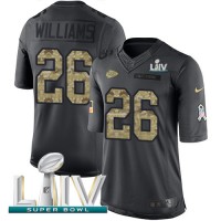 Nike Kansas City Chiefs #26 Damien Williams Black Super Bowl LIV 2020 Youth Stitched NFL Limited 2016 Salute to Service Jersey