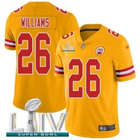 Nike Kansas City Chiefs #26 Damien Williams Gold Super Bowl LIV 2020 Youth Stitched NFL Limited Inverted Legend Jersey