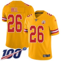 Nike Kansas City Chiefs #26 Le'Veon Bell Gold Youth Stitched NFL Limited Inverted Legend 100th Season Jersey