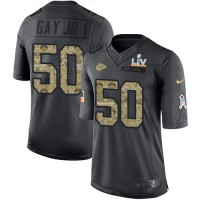 Nike Kansas City Chiefs #50 Willie Gay Jr. Black Youth Super Bowl LV Bound Stitched NFL Limited 2016 Salute to Service Jersey