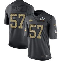Nike Kansas City Chiefs #57 Alex Okafor Black Youth Super Bowl LV Bound Stitched NFL Limited 2016 Salute to Service Jersey