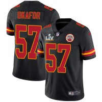 Nike Kansas City Chiefs #57 Alex Okafor Black Youth Super Bowl LV Bound Stitched NFL Limited Rush Jersey