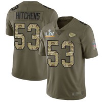 Nike Kansas City Chiefs #53 Anthony Hitchens Olive/Camo Youth Super Bowl LV Bound Stitched NFL Limited 2017 Salute To Service Jersey