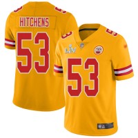 Nike Kansas City Chiefs #53 Anthony Hitchens Gold Youth Super Bowl LV Bound Stitched NFL Limited Inverted Legend Jersey