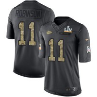 Nike Kansas City Chiefs #11 Demarcus Robinson Black Youth Super Bowl LV Bound Stitched NFL Limited 2016 Salute to Service Jersey