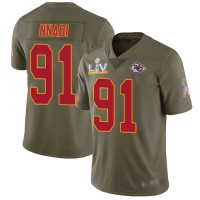 Nike Kansas City Chiefs #91 Derrick Nnadi Olive Youth Super Bowl LV Bound Stitched NFL Limited 2017 Salute To Service Jersey