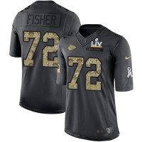 Nike Kansas City Chiefs #72 Eric Fisher Black Youth Super Bowl LV Bound Stitched NFL Limited 2016 Salute to Service Jersey