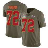 Nike Kansas City Chiefs #72 Eric Fisher Olive Youth Super Bowl LV Bound Stitched NFL Limited 2017 Salute To Service Jersey