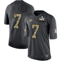 Nike Kansas City Chiefs #7 Harrison Butker Black Youth Super Bowl LV Bound Stitched NFL Limited 2016 Salute to Service Jersey