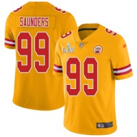 Nike Kansas City Chiefs #99 Khalen Saunders Gold Youth Super Bowl LV Bound Stitched NFL Limited Inverted Legend Jersey