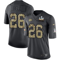 Nike Kansas City Chiefs #26 Le'Veon Bell Black Youth Super Bowl LV Bound Stitched NFL Limited 2016 Salute to Service Jersey