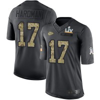 Nike Kansas City Chiefs #17 Mecole Hardman Black Youth Super Bowl LV Bound Stitched NFL Limited 2016 Salute to Service Jersey