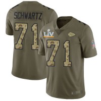 Nike Kansas City Chiefs #71 Mitchell Schwartz Olive/Camo Youth Super Bowl LV Bound Stitched NFL Limited 2017 Salute To Service Jersey